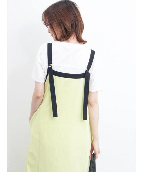 Samansa Mos2 blue（サマンサモスモスブルー）の「◎リネン混アメリカンスリーブワンピース（ワンピース・レディース・イエロー/ブラック/キナリ・F）」の11枚目の写真