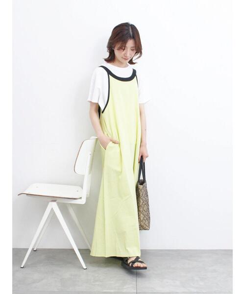Samansa Mos2 blue（サマンサモスモスブルー）の「◎リネン混アメリカンスリーブワンピース（ワンピース・レディース・イエロー/ブラック/キナリ・F）」の13枚目の写真