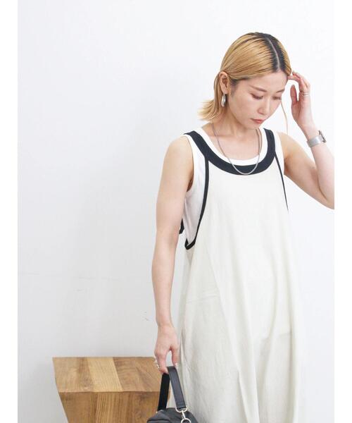 Samansa Mos2 blue（サマンサモスモスブルー）の「◎リネン混アメリカンスリーブワンピース（ワンピース・レディース・イエロー/ブラック/キナリ・F）」の14枚目の写真