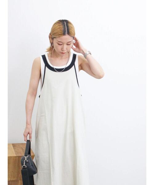 Samansa Mos2 blue（サマンサモスモスブルー）の「◎リネン混アメリカンスリーブワンピース（ワンピース・レディース・イエロー/ブラック/キナリ・F）」の15枚目の写真