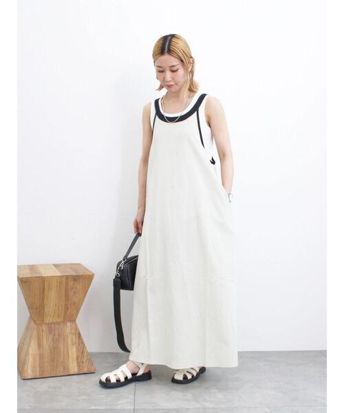 Samansa Mos2 blue（サマンサモスモスブルー）の「◎リネン混アメリカンスリーブワンピース（ワンピース・レディース・イエロー/ブラック/キナリ・F）」の18枚目の写真