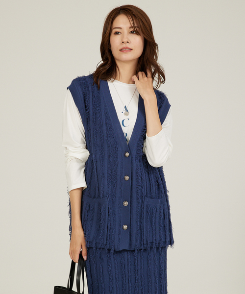 abahouse mavie(アバハウスマヴィ)の「【セットアップ対応】フリンジニットジレ/ベスト/冬服(ベスト・レディース・ブラック/ブルー・フリー)」の20枚目の写真