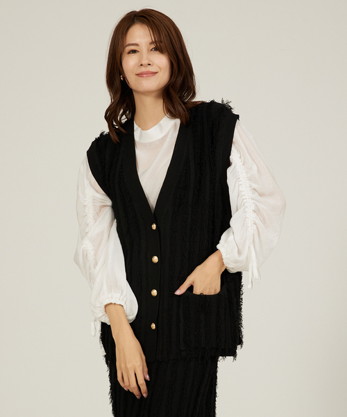 abahouse mavie(アバハウスマヴィ)の「【セットアップ対応】フリンジニットジレ/ベスト/冬服(ベスト・レディース・ブラック/ブルー・フリー)」の14枚目の写真