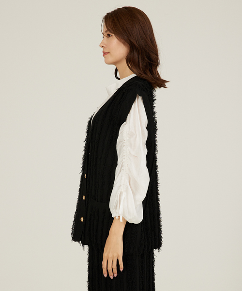 abahouse mavie(アバハウスマヴィ)の「【セットアップ対応】フリンジニットジレ/ベスト/冬服(ベスト・レディース・ブラック/ブルー・フリー)」の9枚目の写真