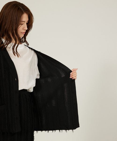 abahouse mavie(アバハウスマヴィ)の「【セットアップ対応】フリンジニットジレ/ベスト/冬服(ベスト・レディース・ブラック/ブルー・フリー)」の4枚目の写真