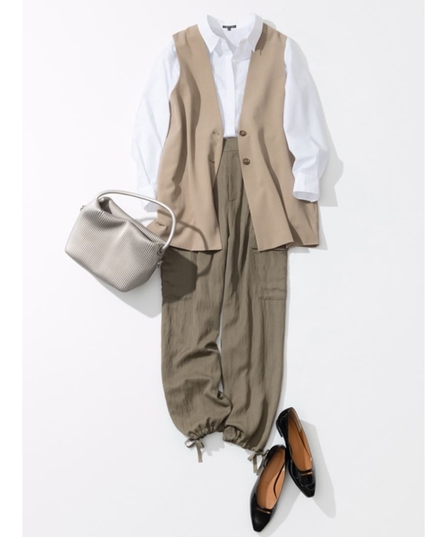 THE SHOP TK （ザ ショップ ティーケー ）の「【洗濯機OK】ノーカラージレ（ベスト・レディース・ベージュ/チャコールグレー/ブラック・12/13）」の6枚目の写真