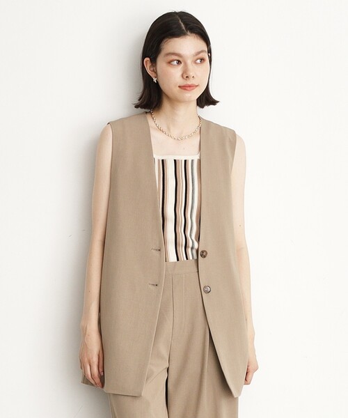 THE SHOP TK （ザ ショップ ティーケー ）の「【洗濯機OK】ノーカラージレ（ベスト・レディース・ベージュ/チャコールグレー/ブラック・12/13）」の8枚目の写真