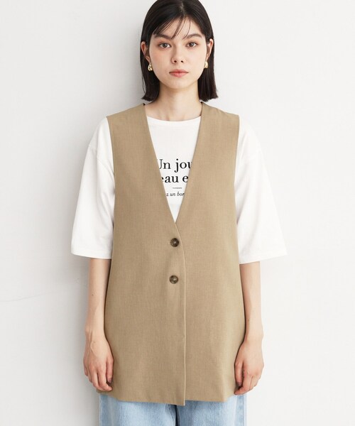 THE SHOP TK （ザ ショップ ティーケー ）の「【洗濯機OK】ノーカラージレ（ベスト・レディース・ベージュ/チャコールグレー/ブラック・12/13）」の14枚目の写真