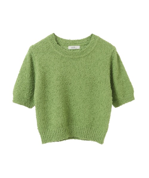 earth music&ecology（アースミュージックアンドエコロジー）の「ツイストブークレ半袖プルオーバー（Tシャツ/カットソー・レディース・ライトイエロー/ホワイト系その他2/チャコールグレー/グリーン・FREE）」の4枚目の写真