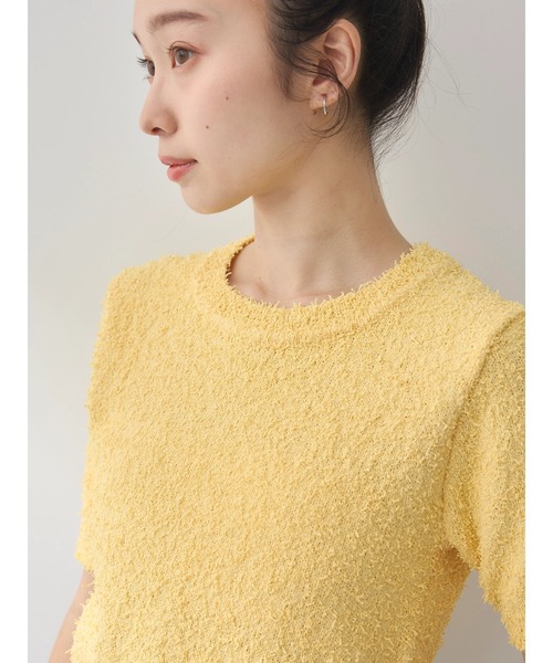 earth music&ecology（アースミュージックアンドエコロジー）の「ツイストブークレ半袖プルオーバー（Tシャツ/カットソー・レディース・ライトイエロー/ホワイト系その他2/チャコールグレー/グリーン・FREE）」の17枚目の写真