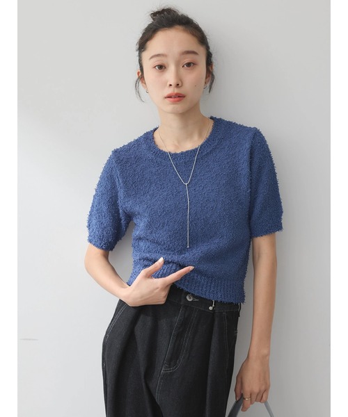 earth music&ecology（アースミュージックアンドエコロジー）の「ツイストブークレ半袖プルオーバー（Tシャツ/カットソー・レディース・ライトイエロー/ホワイト系その他2/チャコールグレー/グリーン・FREE）」の10枚目の写真