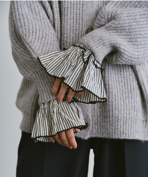 Libra Cue（リブラ キュー）の「ミックスニットオーバーカーディガン（カーディガン/ボレロ・レディース・グリーン/レッド/ブラック/グレー・FREE）」の12枚目の写真