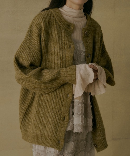 Libra Cue（リブラ キュー）の「ミックスニットオーバーカーディガン（カーディガン/ボレロ・レディース・グリーン/レッド/ブラック/グレー・FREE）」の21枚目の写真