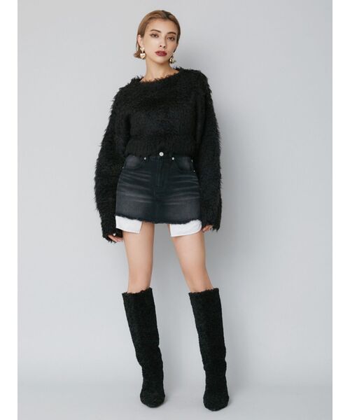 EVRIS(エヴリス)の「カラーシャギークロップドニットトップス(ニット/セーター・レディース・ブルー/グレー/ブラック/パープル/レッド・FREE)」の12枚目の写真