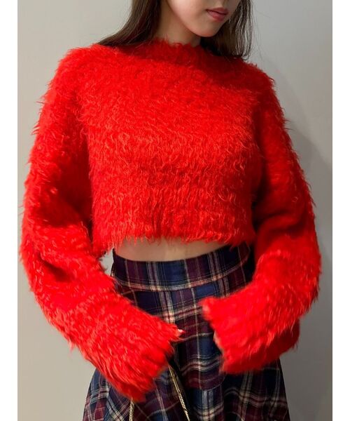 EVRIS(エヴリス)の「カラーシャギークロップドニットトップス(ニット/セーター・レディース・ブルー/グレー/ブラック/パープル/レッド・FREE)」の16枚目の写真