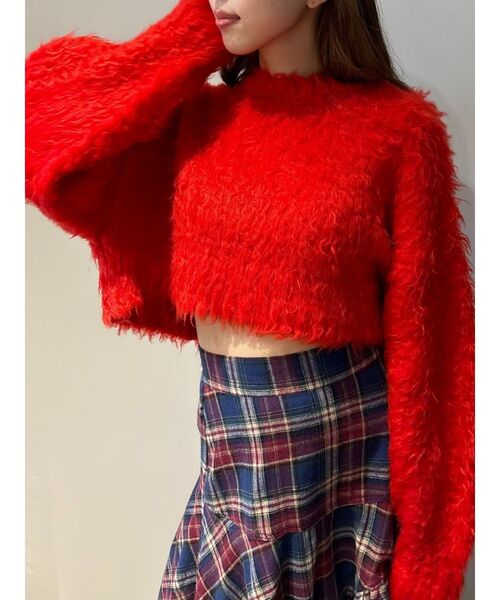 EVRIS(エヴリス)の「カラーシャギークロップドニットトップス(ニット/セーター・レディース・ブルー/グレー/ブラック/パープル/レッド・FREE)」の17枚目の写真