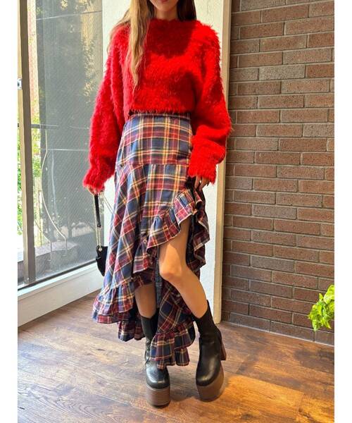 EVRIS(エヴリス)の「カラーシャギークロップドニットトップス(ニット/セーター・レディース・ブルー/グレー/ブラック/パープル/レッド・FREE)」の18枚目の写真