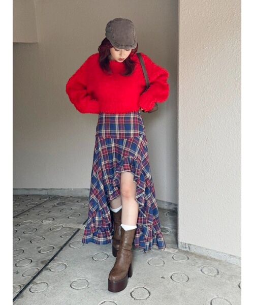 EVRIS(エヴリス)の「カラーシャギークロップドニットトップス(ニット/セーター・レディース・ブルー/グレー/ブラック/パープル/レッド・FREE)」の21枚目の写真