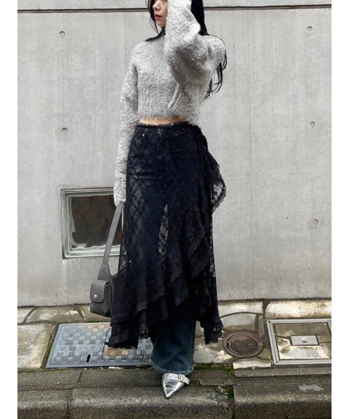 EVRIS(エヴリス)の「カラーシャギークロップドニットトップス(ニット/セーター・レディース・ブルー/グレー/ブラック/パープル/レッド・FREE)」の10枚目の写真