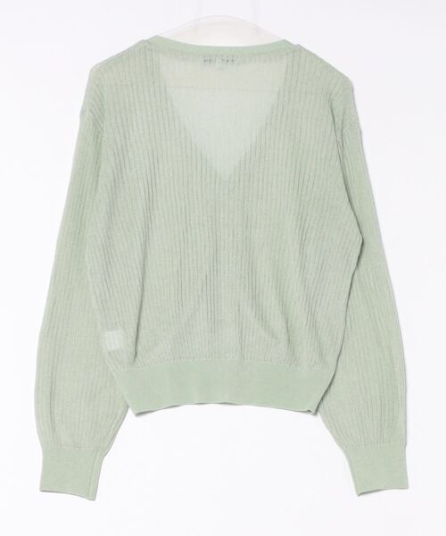 m.f.editorial（エムエフエディトリアル）の「【ストレッチ ハンドウォッシャブル 】m.f.エディトリアル レディース  ラメ シアー リブカーディガン（カーディガン/ボレロ・レディース・ブラック/グレー/ライトグリーン/ベージュ・MEDIUM/LARGE）」の5枚目の写真