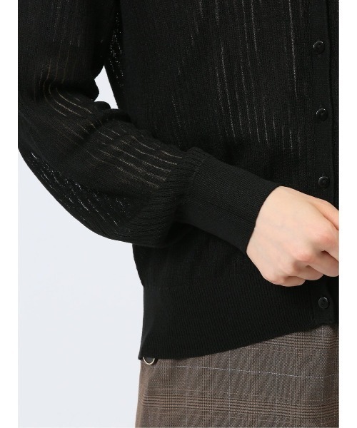 m.f.editorial（エムエフエディトリアル）の「【ストレッチ ハンドウォッシャブル 】m.f.エディトリアル レディース  ラメ シアー リブカーディガン（カーディガン/ボレロ・レディース・ブラック/グレー/ライトグリーン/ベージュ・MEDIUM/LARGE）」の13枚目の写真