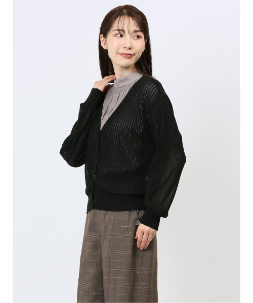 m.f.editorial（エムエフエディトリアル）の「【ストレッチ ハンドウォッシャブル 】m.f.エディトリアル レディース  ラメ シアー リブカーディガン（カーディガン/ボレロ・レディース・ブラック/グレー/ライトグリーン/ベージュ・MEDIUM/LARGE）」の14枚目の写真