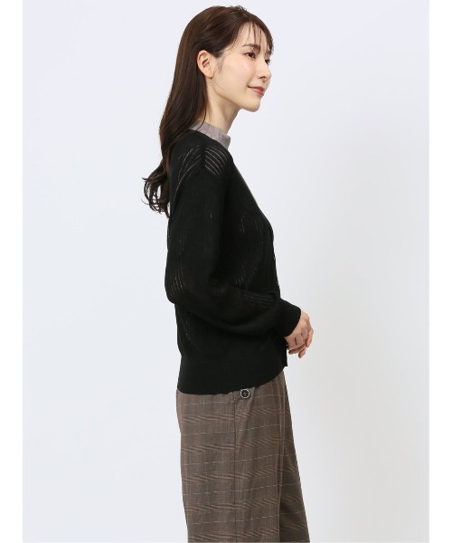 m.f.editorial（エムエフエディトリアル）の「【ストレッチ ハンドウォッシャブル 】m.f.エディトリアル レディース  ラメ シアー リブカーディガン（カーディガン/ボレロ・レディース・ブラック/グレー/ライトグリーン/ベージュ・MEDIUM/LARGE）」の16枚目の写真