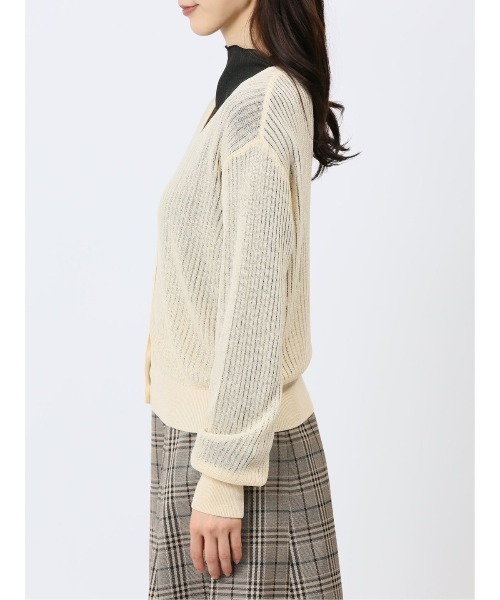 m.f.editorial（エムエフエディトリアル）の「【ストレッチ ハンドウォッシャブル 】m.f.エディトリアル レディース  ラメ シアー リブカーディガン（カーディガン/ボレロ・レディース・ブラック/グレー/ライトグリーン/ベージュ・MEDIUM/LARGE）」の8枚目の写真