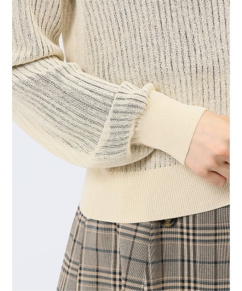 m.f.editorial（エムエフエディトリアル）の「【ストレッチ ハンドウォッシャブル 】m.f.エディトリアル レディース  ラメ シアー リブカーディガン（カーディガン/ボレロ・レディース・ブラック/グレー/ライトグリーン/ベージュ・MEDIUM/LARGE）」の11枚目の写真