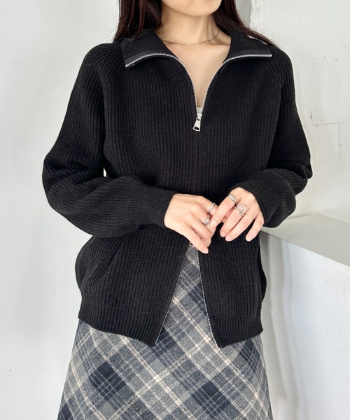 CLEA（クレア）の「ハーフジップセーラーカラーニットプルオーバー（ニット/セーター・レディース・レッド/ベージュ/アイボリー/ブラック/グレー・FREE）」の21枚目の写真