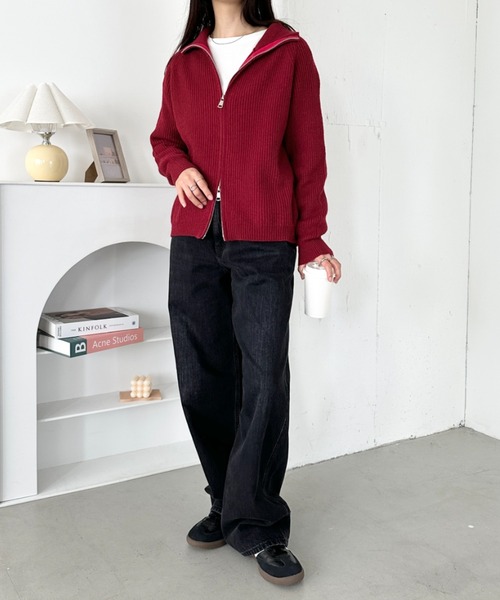 セール】ハーフジップセーラーカラーニットプルオーバー（ニット