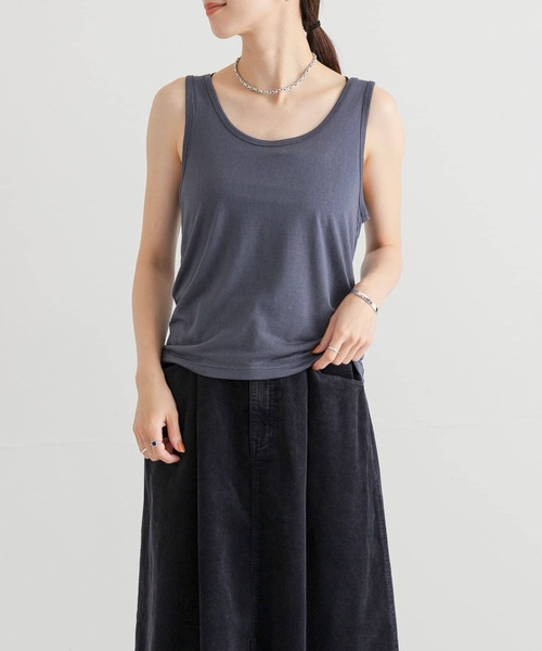 URBAN RESEARCH(アーバンリサーチ)の「Uネックシアータンクトップ(タンクトップ・レディース・オレンジ系その他/オフホワイト/ネイビー・FREE)」の3枚目の写真