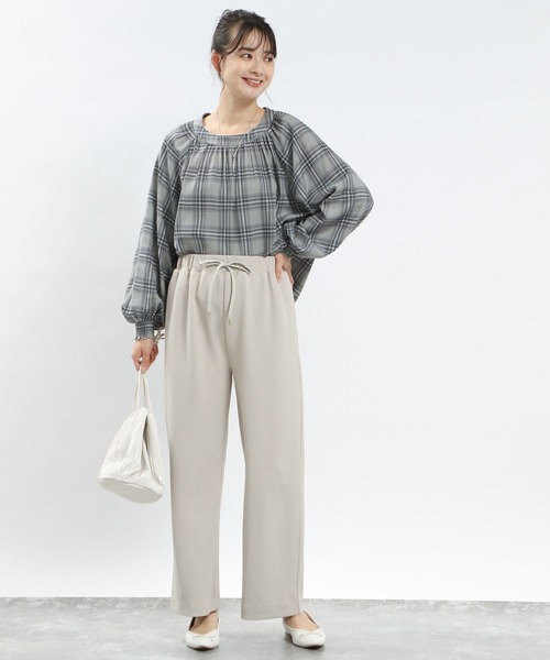 GLOBAL WORK Smile Seed Store（グローバルワーク スマイルシードストア）の「ジョーゼットイージーパンツ/131041（その他パンツ・レディース・モカ/アイボリー/ブラック/チャコール・SMALL/X-LARGE/LARGE/MEDIUM）」の8枚目の写真