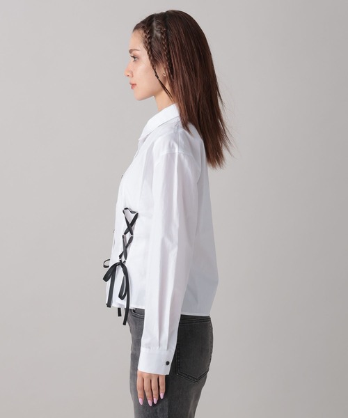 FOREVER 21（フォーエバー トゥエンティーワン）の「【2024FW】レースアップデザインシャツ（シャツ/ブラウス・レディース・オフホワイト/グレー・FREE）」の14枚目の写真