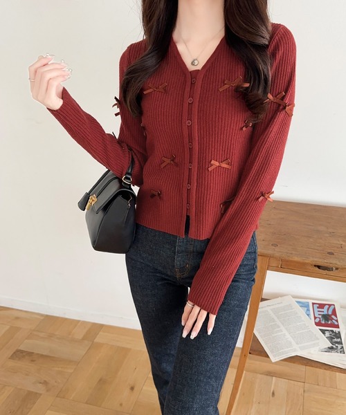 セール】【mily bilet】程よい甘さで大人フェミニン。リボン使いV