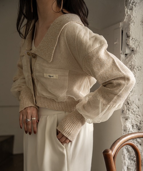 tulle design cardigan / チュールデザインカーディガン（カーディガン 