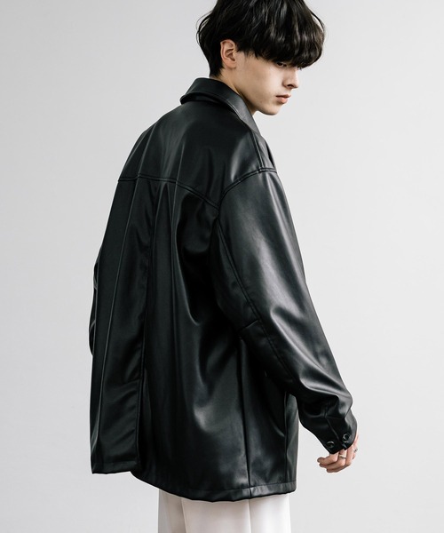 セール】オーバーサイズPUレザーカージャケット（ブルゾン）｜Rocky