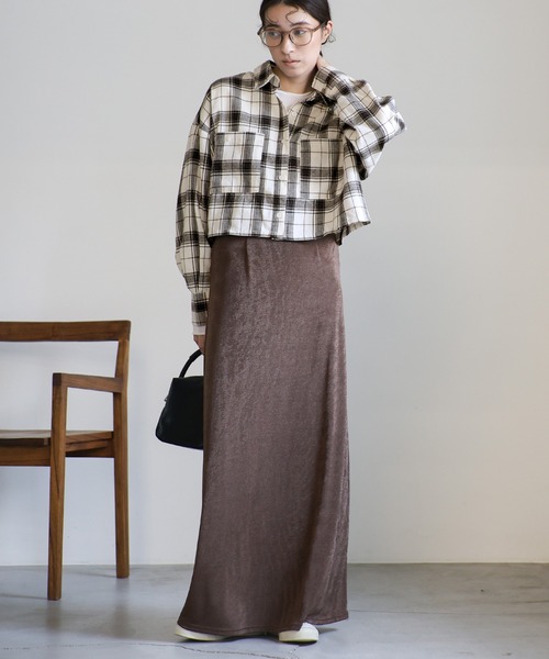 select MOCA（セレクトモカ）の「チェックショートシャツ（シャツ/ブラウス・レディース・アイボリー/ブラウン/ブラック/グレー・FREE）」の15枚目の写真