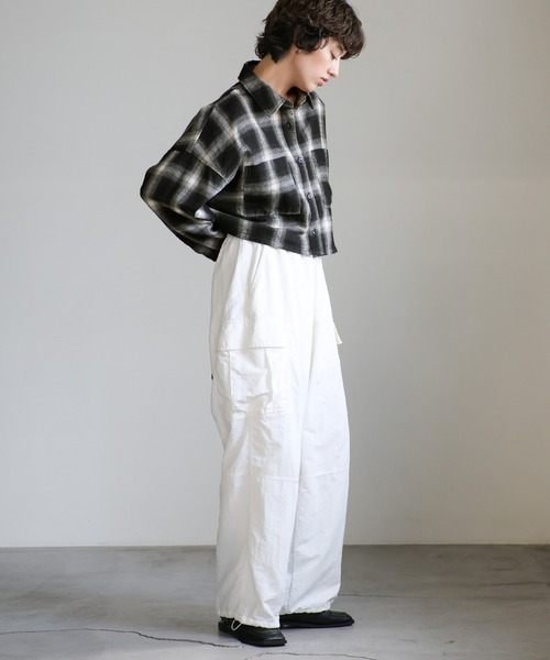 select MOCA（セレクトモカ）の「チェックショートシャツ（シャツ/ブラウス・レディース・アイボリー/ブラウン/ブラック/グレー・FREE）」の19枚目の写真