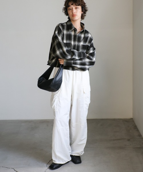 select MOCA（セレクトモカ）の「チェックショートシャツ（シャツ/ブラウス・レディース・アイボリー/ブラウン/ブラック/グレー・FREE）」の14枚目の写真