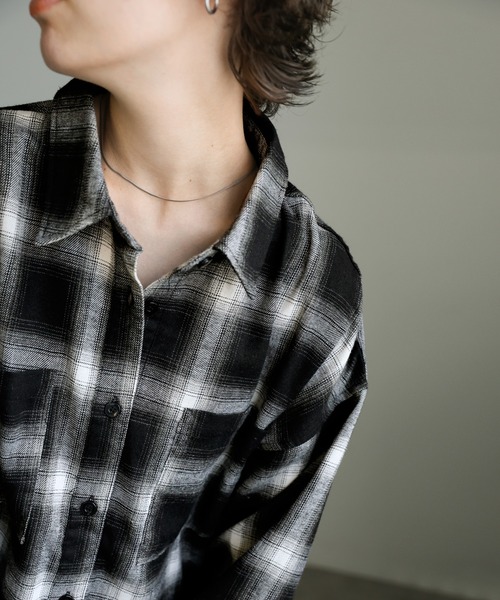 select MOCA（セレクトモカ）の「チェックショートシャツ（シャツ/ブラウス・レディース・アイボリー/ブラウン/ブラック/グレー・FREE）」の21枚目の写真