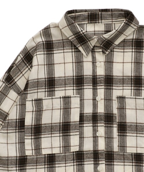 select MOCA（セレクトモカ）の「チェックショートシャツ（シャツ/ブラウス・レディース・アイボリー/ブラウン/ブラック/グレー・FREE）」の11枚目の写真
