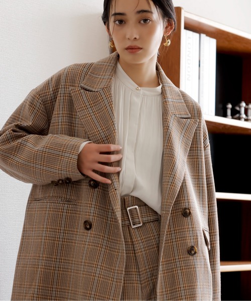 VIS(ビス)の「【セットアップ対応】ピークドラペルオーバーサイズジャケット【洗える】(テーラードジャケット・レディース・チャコールグレー/ダークブラウン/ベージュ系その他・FREE)」の3枚目の写真