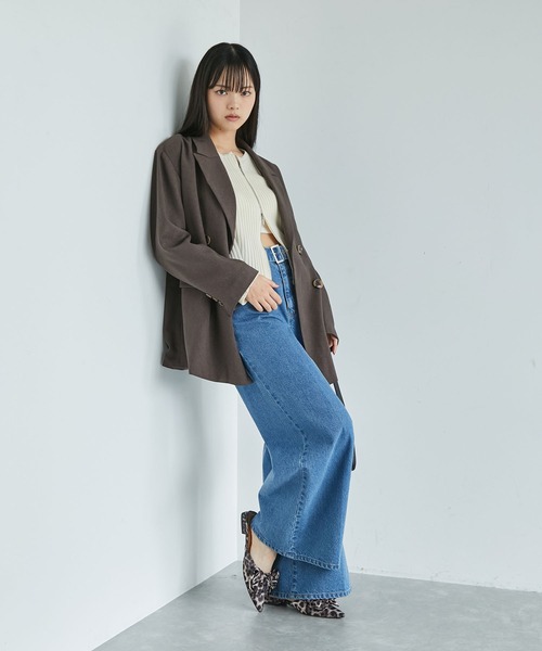 VIS(ビス)の「【セットアップ対応】ピークドラペルオーバーサイズジャケット【洗える】(テーラードジャケット・レディース・チャコールグレー/ダークブラウン/ベージュ系その他・FREE)」の7枚目の写真