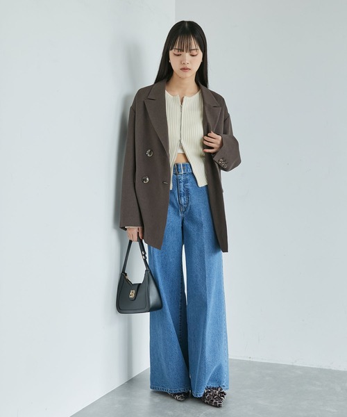 VIS(ビス)の「【セットアップ対応】ピークドラペルオーバーサイズジャケット【洗える】(テーラードジャケット・レディース・チャコールグレー/ダークブラウン/ベージュ系その他・FREE)」の8枚目の写真