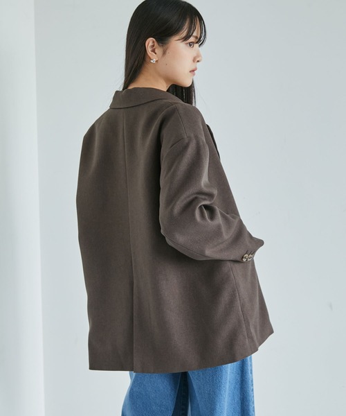 VIS(ビス)の「【セットアップ対応】ピークドラペルオーバーサイズジャケット【洗える】(テーラードジャケット・レディース・チャコールグレー/ダークブラウン/ベージュ系その他・FREE)」の10枚目の写真