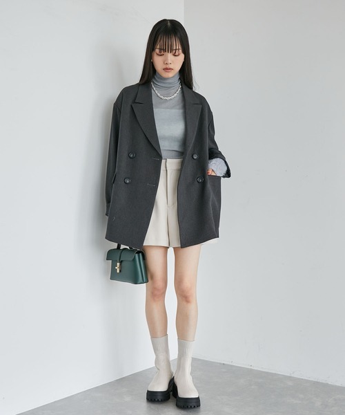 VIS(ビス)の「【セットアップ対応】ピークドラペルオーバーサイズジャケット【洗える】(テーラードジャケット・レディース・チャコールグレー/ダークブラウン/ベージュ系その他・FREE)」の11枚目の写真