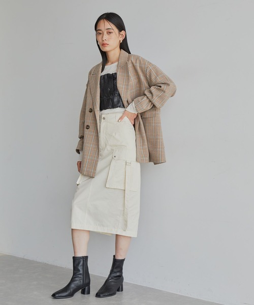 VIS(ビス)の「【セットアップ対応】ピークドラペルオーバーサイズジャケット【洗える】(テーラードジャケット・レディース・チャコールグレー/ダークブラウン/ベージュ系その他・FREE)」の17枚目の写真