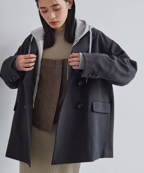 VIS(ビス)の「【セットアップ対応】ピークドラペルオーバーサイズジャケット【洗える】(テーラードジャケット・レディース・チャコールグレー/ダークブラウン/ベージュ系その他・FREE)」の21枚目の写真