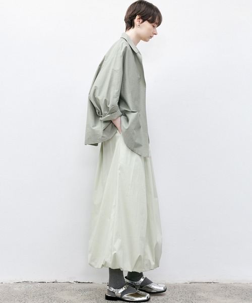 tageechita（タジチタ）の「【tageechita】アシメトリフルイドシャツ（シャツ/ブラウス・レディース・セージグリーン/スモークピンク・S/M/L）」の8枚目の写真